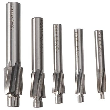 BUGUUYO Stahl 5St Flachbodenfräser Federstahl Edelstahl Senkfräser Mund rostfrei stainless steel inoxlm nc bohrständer frässtifte Guss gerader Schaftfräser Bohrer eben Versenken Fräser