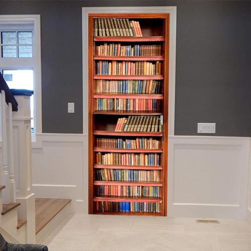 3D Türaufkleber Selbstklebendes Türposter - Bücher Bücherregal Bibliothek 80 X 200 Cm - Fototapete Türfolie Poster Tapete - Pvc Abnehmbar Türposter Türtapete Wandbild Für Wohnzimmer Büro - Türfoto -6