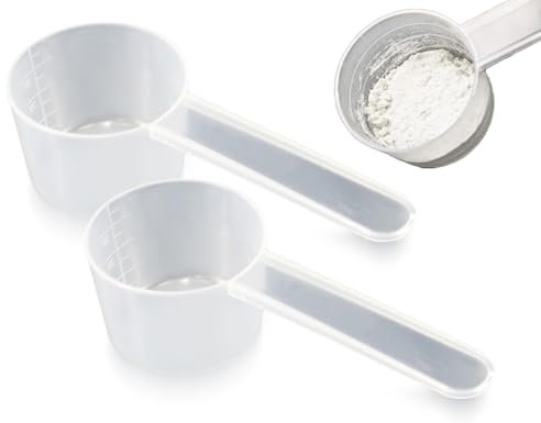 Lhbwhiz Set di 2 cucchiai dosatori,cucchiai dosatori trasparenti con scala,può contenere 20 g di polvere solida o 40 ml di liquidi,cucchiaio dosatore per proteine ​​in polvere,caffè,detersivo,cucina