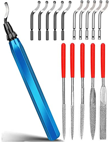 Kliplinc Manual Deburring Tool with 11 Replacement Blades and 5 File Sets for Cutting and Polishing 3D Printers