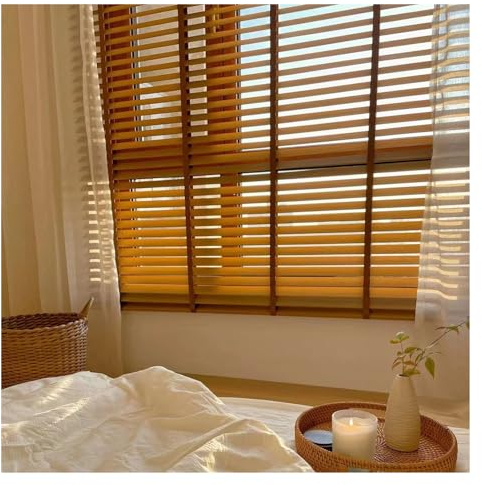 Jalousien 240 220 200 180 170 160 150 140 120 100 90 80 cm extra breite Holzjalousien für Fenster, braune 50-mm-Lamellen Verdunkelungsjalousien mit Bändern für Zuhause Schlafzimmer Küche Büro(220x200c