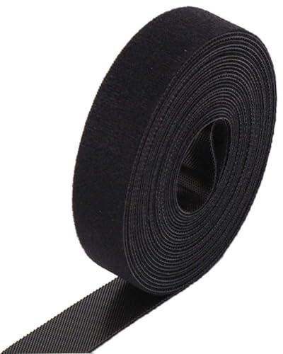 5m Klett Kabelbinder, 25mm Breit Kabelbinder, Schwarz Klettband, Wiederverschließbar Klettverschluss Band, Klettkabelbinder für Kabel Organizer, Kabelmanagement, Cable Ties Tape black