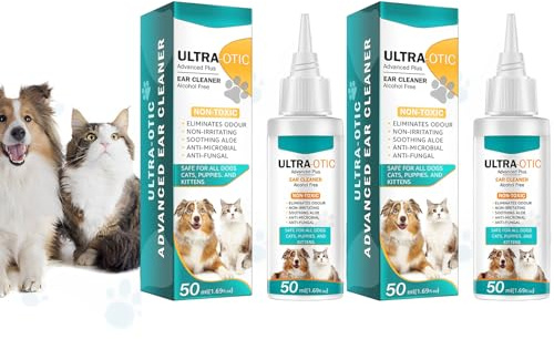 Ohrenreiniger Hund, Hund Ohrentropfen stoppen Ohren Entzündungen und Juckreiz, Haustier Ohrreiniger für Hunde und Katzen, Ohrreinigung für Hunde, Hundeohrschmalz, Schmutz, Geruchsentferner (2 Pcs)