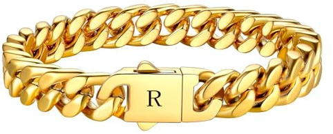 HAYOUWAY Armband Herren mit Buchstaben Männer Schmuck Edelstahl Gold Armbänder für Herren Gravur A-Z Personalisierte Geburtstag Jahrestag Valentinstag Vatertag Geschenk für Ihn Männer Papa Freund Sohn