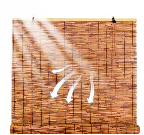 Bambus Jalousien, Vintage Dekoration Bambus Rollo, Natürlicher Schilfvorhang, Sichtschutz Fenster Jalousie, Garten Veranda Außen Sonnenschutz, Küche Bambus Rollos;(W70xH180cm/28x71in)