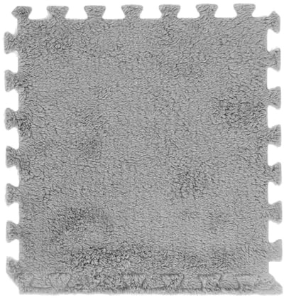 10pcs 30 Cm/11.8 in Foam Puzzle Floor Mat, Interlocking Fluffy Carpet Tiles, Plush Area Rug Play Workout Exercise Mats for Children Kids Room Home Parlor Bedroom (Gray)