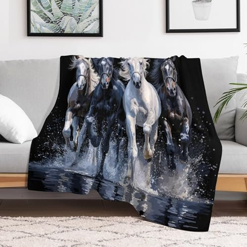 Pferd Wolldecke – Flauschige Und Warme Decke Für Ihr Sofa, Ideal Für Gemütliche Herbst- Und Winterabende 180×200cm