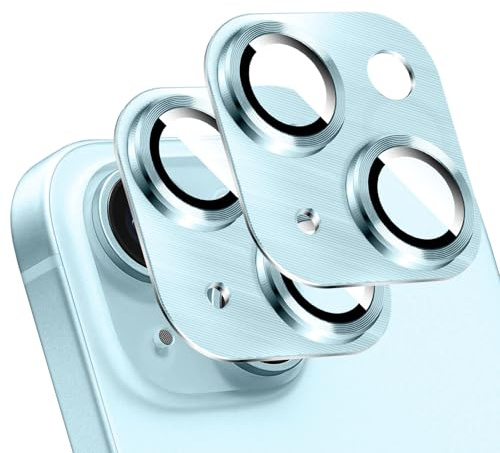 LucBuy 2PCS Metal Camera Lens Protector for iPhone 12/iPhone 12 Mini, 3D Texture Aluminum Coverage Phone Decoration, Anti-Scratch Full Protection Titanium Back Camera Cover