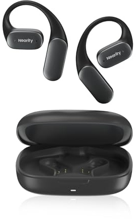 NEARITY MemPod Fit 2 Écouteurs sans Fil à Oreille Ouverte avec dongle | Réduction de bruit ENC avec DSP HiFi4, silicone souple, design ergonomique, autonomie prolongée grâce à l'étui de chargement