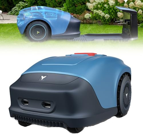 FJYAWEN Robot Tagliaerba Intelligente, Fino a 1000 M², Robot Tagliaerba Semovente, Larghezza E Altezza di Taglio 18 Cm / 20-55 Mm, Pioggia, Protezione Antifurto, Ritorno Automatico in Carica