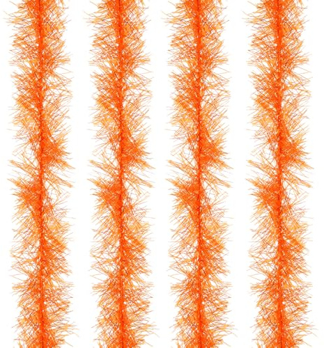 PATIKIL 4 Stück 5Ft Federboa Federboas Partydekorationen Orange Gelb | Künstliche Flauschige, Für DIY Basteln Hochzeitskostüm Weihnachten Konzert Halloween Wohnkultur