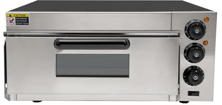 CCAUUB 2000W encimera eléctrica horno de pizza, Horno de pizza comercial de 20L/5.28gal, Pizza Maker con puerta de vidrio y luz interior, Temperatura y tiempo ajustables, para Restaurante y Hogar