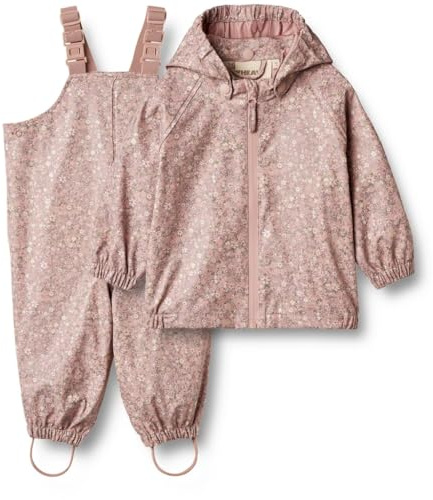 Vete – unisex – regnset med regnjacka och regnbyxor Charlie – 100 % vattentät – ny vattenbaserad PU-beläggning, Powder Flower Meadow, 92 cm