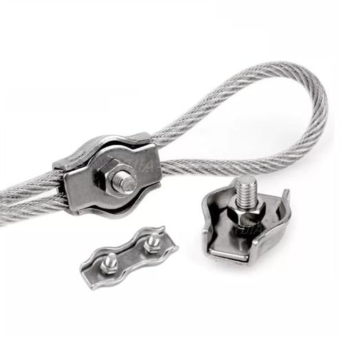PXAMORTEL Drahtseilklemme, 1–5 Stück, wasserdichte Drahtseilklemmen aus Edelstahl, Einzel-/Doppelgriff, Kabelklemmen, Spannschloss, M2-M6, Kabel-/Draht-Hardware-Befestigung(M4 Single Clip 5pcs)