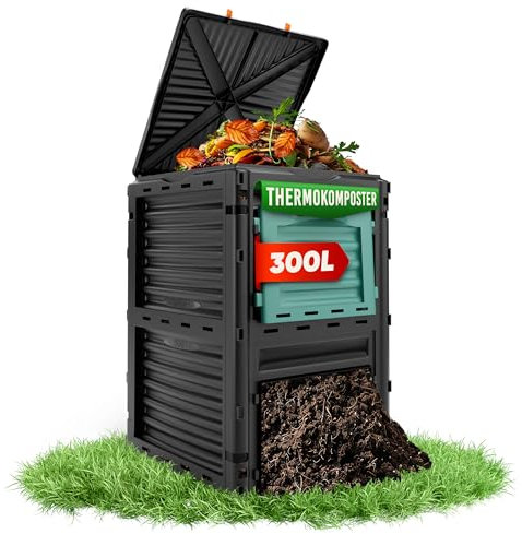 2X Oramics Thermokomposter 300L - Schnellkomposter für Garten & Terrasse - Wetterfest & robust - Leichte Montage ohne Werkzeug - Komposter für Küchen- & Gartenabfälle - Nachhaltiger Kompostbehälter