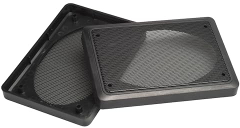 Speaker Grill Covers, 4 x 6 Inches, Black Satin A.B.S. Finish with Metal Mesh, Rectangular Shape, Pair