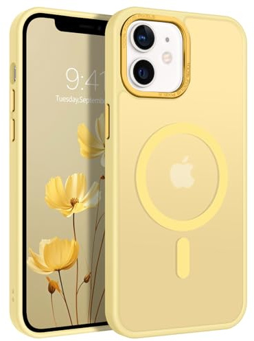 GaoBao für iPhone 12 Hülle, iPhone 12 Pro Hülle [Kompatibel mit MagSafe] Durchscheinende Matte Magnetische Stoßfeste Anti-Fingerabdruck Schutzhülle, Handyhülle iPhone 12/iPhone 12 Pro Case, Gelb