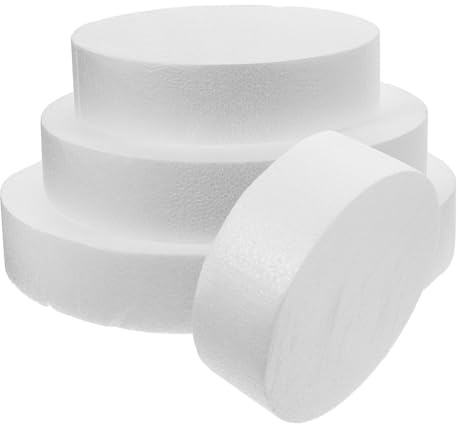 CLISPEED 4 Pezzi Modello di Torta Dummies Torta di Schiuma Finta Strati Strumenti per Decorare Torte Stampo da Torta Forma per Torte Che decorano Base per Torta in polistirolo Bianca