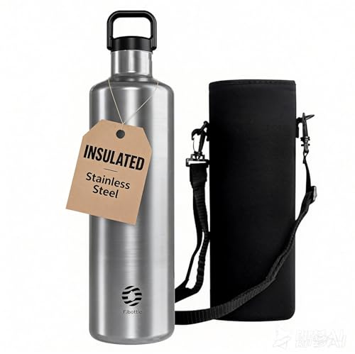 Healter Thermosflasche 1.75L Edelstahl mit Reisetasche | Große Doppelwand Isolated Trinkflasche | Auslaufsicher & BPA-Frei | Umweltfreundliche Wasserflasche für Fitness und Outdoorsport(Silber)