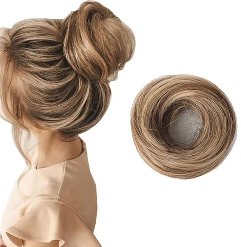 XFSRG Moño Postizo de Pelo Natural para Mujer, Coletero con Pelo Sintético Voluminoso, Recogido Natural y Fácil, Accesorio de Peinado Rápido