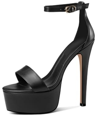 Talons Hauts Sandales High Heels Talons Aiguilles Bride Cheville Femme Escarpins Bout Ouvert pour Soirées Mariage-Black||35