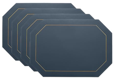 Komforbaa Set di 4 Tovaglietta Bifronte 43x30cm, Lavabili Antiscivolo Antimacchia Tovagliette, Resistenti al Calore Tovagliette Colazione Blu Giallo