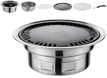 Asyduey Parrilla Coreana de 13 Pulgadas, Multifuncional, de Carbón, Portátil, para Camping, Picnic y Uso en Interiores.