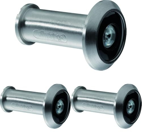 ABUS Türspion 2200 mit kratzfester 180-Grad Weitwinkel-Glaslinse - für Türstärken von 35 bis 53 mm - bringt Sicherheit an Wohnungstür und Haustür - aus Messing gefertigt, Farbe Silber (Packung mit 3)