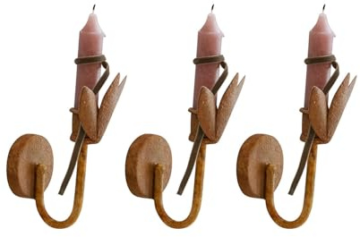 Loberon Wandkerzenhalter 3er Set Cressivaux, antikbraun | Markantes Rost-Finish - für Stabkerzen - Nostalgischer Charakter - Dekoration - Kerzenhalter - Eisen