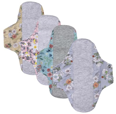 4 Pièces Protège-slips Lavables, 23cm Serviettes hygiéniques réutilisables, En Coton Biologique Serviettes Hygiéniques Lavables, pour Femme - Lavable - Anti-fuite