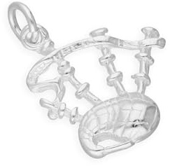 Ciondolo in argento sterling con cornamusa tradizionale scozzese