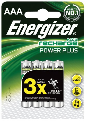 Energizer 635207 Pack de 4 Piles Rechargeables HR03 AAA, 850 mAh