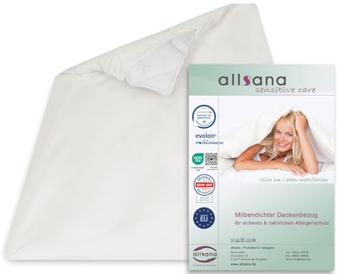 allsana Encasing Deckenbezug 155x220 cm Milbenschutz Allergiker Bettwäsche | Allergendichter Zwischenbezug gegen Milben & Bettwanzen, atmungsaktiv, Hohenstein zertifiziert, bis 95° C waschbar