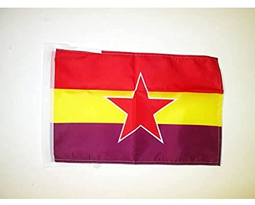 AZ FLAG Bandera España Republicana Estrella del Ejército Popular 45x30 cm | Uso interior y exterior Enseña española costuras dobles y bordes reforzados con cuerdas poliéster 100D