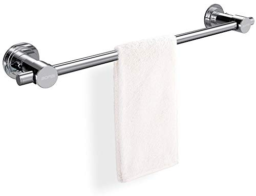 BOPai 24 inch Suction Cup Towel Bar – No Drill, for Smooth Surfaces Only, Chrome