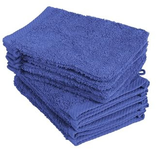 Juego de 10 manoplas de baño de 15 x 21 cm, 100% algodón, color azul