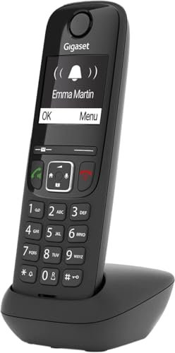 Gigaset AS690HX Telefono Portatile Aggiuntivo con Vivavoce Alta Qualità, Tastiera Illuminata e Ampio Display, Black List, Lista Chiamate Fatte, Ricevute e Perse, Nero [Versione Italiana]