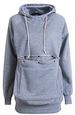 Män kvinnor husdjur påse huvtröja långärmad stor känguruficka pullover katt valphållare huvtröja tröja, grå, stor