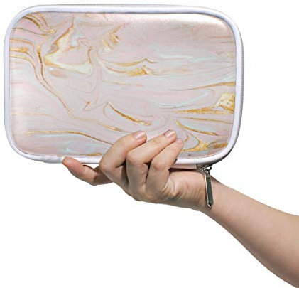 RXYY Federmäppchen Gold Marmor Textur, Halter Mäppchen Reißverschluss Schreibwaren Reise Beutel Bürste Kosmetik Stifttasche für Schule Mädchen Jungs