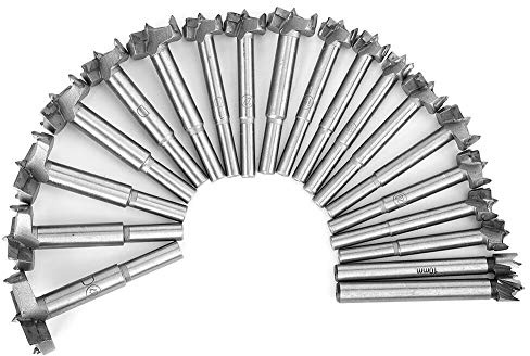 Dübelbohrer Holzbohrer 19-tlg,Forstner-Bohrer (10-40mm),Flat Bottom Blind Hole Bit Set,Forstner Bohrer Cutter Bit-Set Rund Schaft Holz Tools