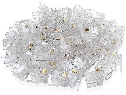 iYueMps RJ11 Plug 100pcs RJ11 BT Plug 6P4C Phone Modular Telephone Cord Connector Adapter Crimp
