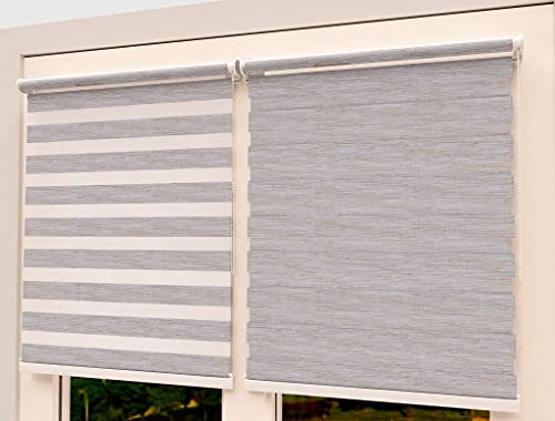 TROYAHOME® Doppelrollo Klemmfix Ohne Bohren Duo Rollo Fenster Rollo Easyfix (Natur, 120 x 150 cm (Stoffbreite 117 cm)