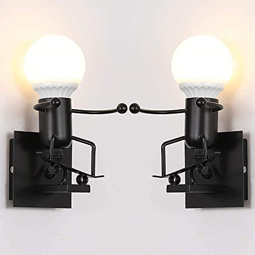 2 PCS Humanoid creative applique da parete moderna arte decorativa faretti murali industriali lampada max 60W E27 Lampadina per camera da letto camera dei bambini corridoio ristorante scale