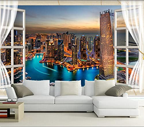 Frtmsticker Papier Peint Autocollant Murale 3D Célèbre Ville Paysage Papier Peint Photo 3D Enfants Chambre 3D Murale Pvc Autocollant Wall Art Garçon Fille Chambre Affiche Murale 300X200Cm