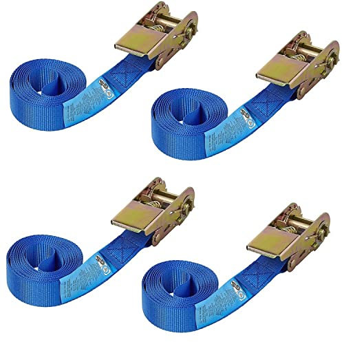 Preiswert&Gut 2 x Spanngurte Fahrradträger 3,5m mit Ratschengurt – blau – Zurrgurte Set für Ladungssicherung 500kg Zurrkraft, 1000kg Bruchkraft – Gepäckspanner aus Polyester