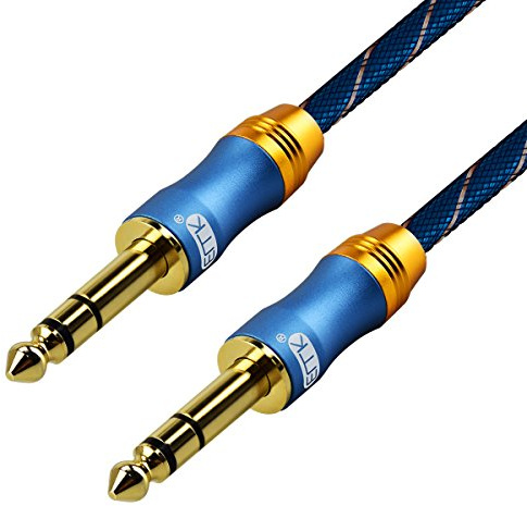 EMK 6,35 mm Gitarren kabel Instrumentenkabel TRS 1/4'' klinkenkabel (2 m) | Stecker 6,3mm klinke High end Gitarren audiokabel für E-Drum, Lautsprecher, Verstärker, Mixer, Keyboard
