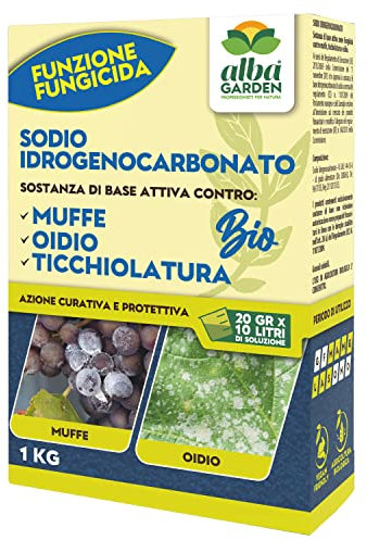Albagarden - Sodio Idrogenocarbonato - Effetto Fungicida Piante Naturale - Bicarbonato Di Sodio Biologico, Contro Malattie, Oidio, Muffa, Verderame, Peronospora x 1 kg