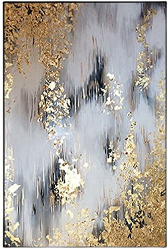 Handgemalte Acrylbilder, Graue Textur Goldfolie Luxus Moderne Abstrakte Kunstwerke Handgemalte Ölgemälde Auf Leinwand Wandkunst Für Wohnzimmer Schlafzimmer Büro Wohnkultur,70X100Cm(28X40Inch)
