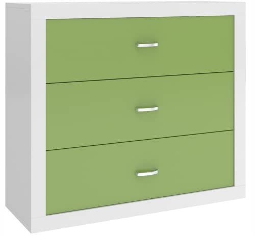 Kommode Sideboard Für Kinder Schrank Mit 3 Schubladen Kinderzimmer (Grün)