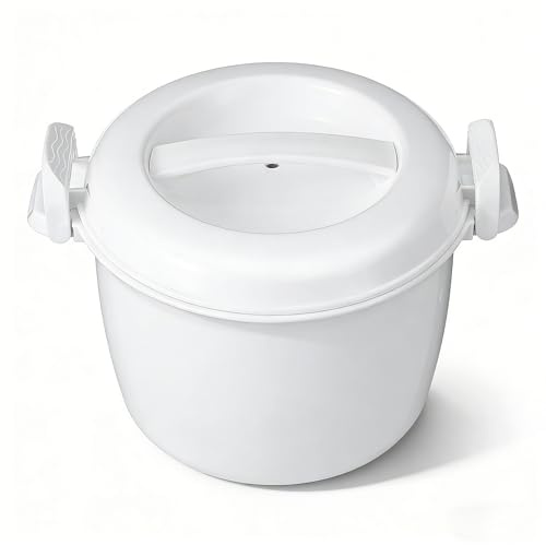 DOITOOL Microwave Rice Cooker 2 Quart, Microwave Steamer for Vegetables, 1.8L Professional Large Micro Cookware for Grains, Pasta & Potatoes - BPA Free, Dishwasher Safe